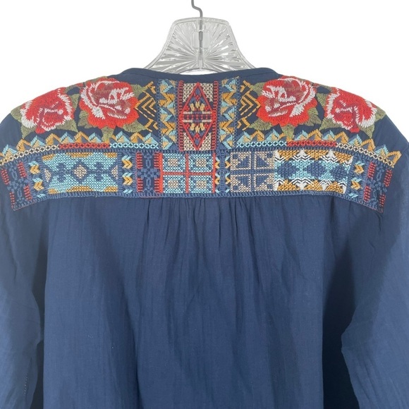 Johnny Was 3J Workshop Embroidered Rose Flower Long Sleeve Blouse Top - Sz S - Picture 11 of 16